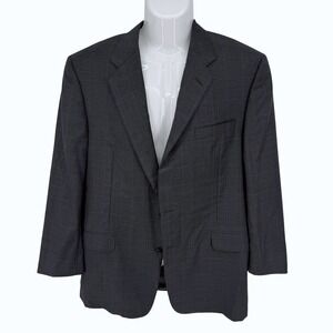 Hickey‎ Freeman Charcoal Plaid Wool Loro Piana Tasmanian Super 130s Blazer 42R